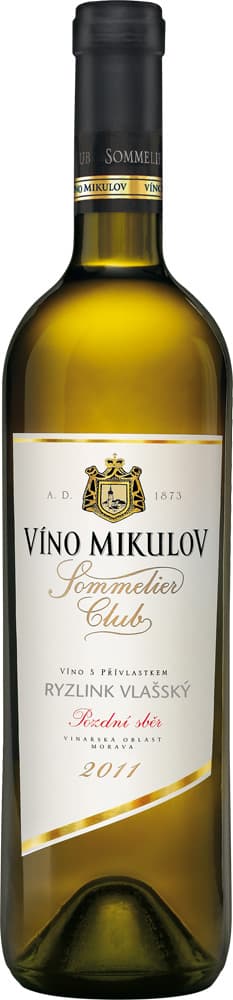 Víno Ryzlink vlašský Sommelier Club Víno Mikulov - pozdní sběr